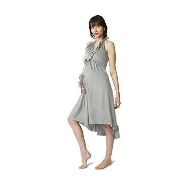 Pretty Pushers Ruffle Cotton Jersey Labor Gown Plus Size (18-26 pre-pregnancy) Moonlight Grey