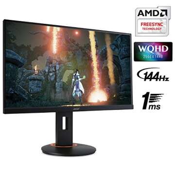 Acer XF270HU Cbmiiprzx 27” WQHD (2560 X 1440) TN Monitor with AMD Freesync Technology |144Hz Refresh Rate | 1ms (Display Port 1.2, 2 x HDMI Ports & 4 x USB 3.0 Ports)