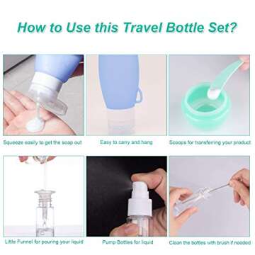 16 PCS Leakproof Silicone Travel Bottles BPA Free Containers