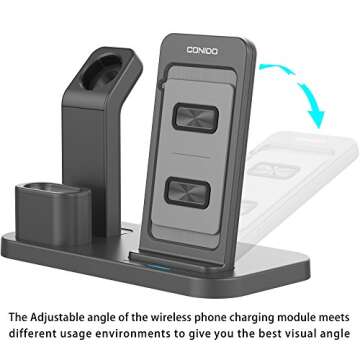 Conido Wireless Charger for iPhone, 3 in 1 Charging Stand for Apple Series Watch 5/4/3/2/1/, AirPods Pro 2 1 Charging Dock, Charging Station Compatible iPhone SE 2020,11 Pro Max, XS Max, XR, X, 8 Plus