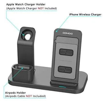 Conido Wireless Charger for iPhone, 3 in 1 Charging Stand for Apple Series Watch 5/4/3/2/1/, AirPods Pro 2 1 Charging Dock, Charging Station Compatible iPhone SE 2020,11 Pro Max, XS Max, XR, X, 8 Plus