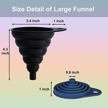 KongNai Funnels for Kitchen Use Set of 4, Silicone Collapsible Funnels for Filling Bottles, Food Gra...