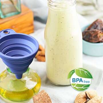 KongNai Funnels for Kitchen Use Set of 4, Silicone Collapsible Funnels for Filling Bottles, Food Grade Funnel for Liquid Powder Transfer, Foldable Kitchen Utensils