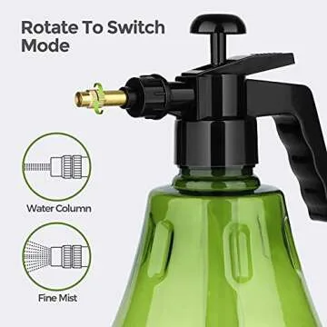 T4U Fine Mist Spray Bottle Plastic Green 1.5L, Hand Held Pressure Plant Mister with Top Pump, Empty Water Sprayer Watering Can with Adjustable Nozzle for Indoor and Outdoor Gardening and Home Cleaning