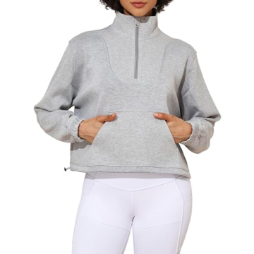 Women's Half Zip Scuba Cropped Sweatshirt - Trendy & Cozy