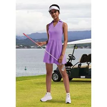 Fengbay Tennis Dress for Women,Golf Dress with Built in Shorts with 4 Pockets for Sleeveless Athletic Workout Dress