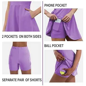 Fengbay Tennis Dress for Women,Golf Dress with Built in Shorts with 4 Pockets for Sleeveless Athletic Workout Dress