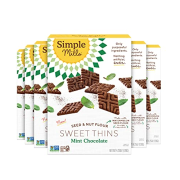 Simple Mills Sweet Thins Cookies - Gluten Free, Mint Chocolate, 4.25 Ounce (Pack of 6)