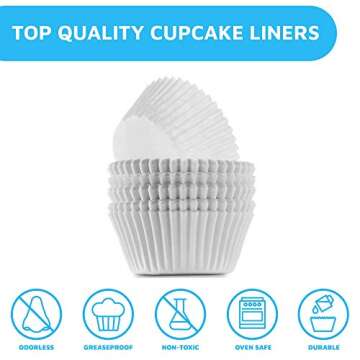 MontoPack Mini White Cupcake Liners | 500 Paper Baking Cups | Non-Stick, Greaseproof Cupcake Wrapper...