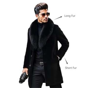 INVACHI Men's Faux Fur Coat Winter Long Faux Mink Coat Fluffy Thick Trench Coat for Men