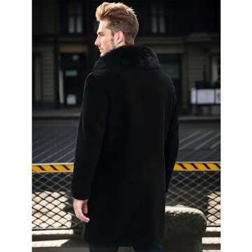 INVACHI Men's Faux Fur Coat Winter Long Faux Mink Coat Fluffy Thick Trench Coat for Men