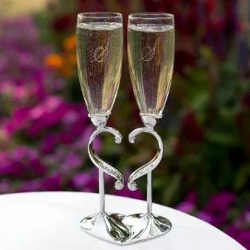 Linked Love Champagne Flutes for Weddings and Anniversaries