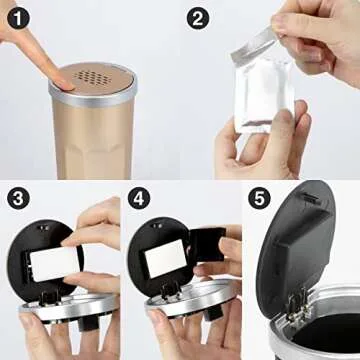 Gold Mini Car Trash Can with 3 Aromatherapy Tablets