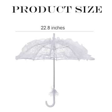 White Lace Parasol Umbrella Vintage Wedding Bridal Umbrella Parasol Lace Gloves Lace Handheld Foldin...