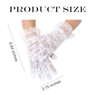 White Lace Parasol Umbrella Vintage Wedding Bridal Umbrella Parasol Lace Gloves Lace Handheld Folding Fan Embroidery Lace Parasol Set for Wedding Bride Tea Party Halloween Costume Party Decoration