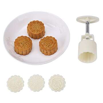 Mid-Autumn Festival Hand-Pressure Moon Cake Mould With 12 Pcs Mode Pattern For 4 Sets