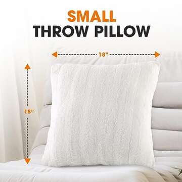 Cheer Collection Faux Fur Throw Pillows - Decorative Pillows for Couch, Bed Throw Pillows, White Accent Pillows for Bedroom or Living Room Aesthetic, Set of 2 Furry Throw Pillows, 18”x18”