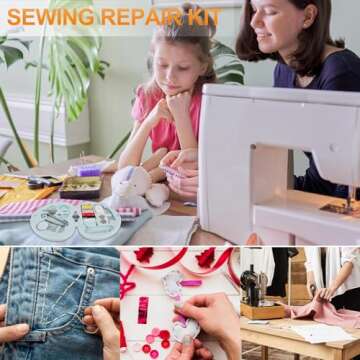 Cobee Sewing Kit, 2pcs Mini Sewing Kit for Travel Essentials Portable DIY Emergency Sewing Repair Supplies Heart Shaped Sewing Storage Case with Needles Buttons Wire Pins Thread Scissors(Light Pink)