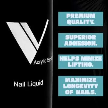 V Beauty Pure Monomer Acrylic Nail Liquid - Long-Lasting Nail Monomer Liquid for Smooth & Glossy Finish - Acrylic Nail Supplies for Nail Technicians, Salon & Manicures & Pedicures, HEMA-Free, 8 Oz
