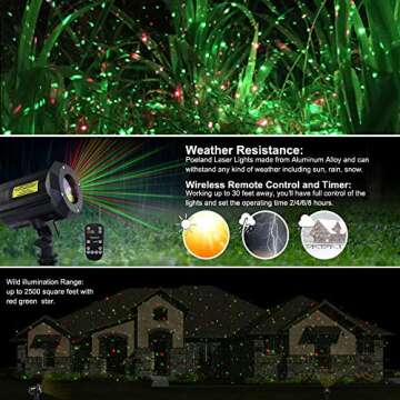 Poeland Garden Moving Laser Christmas Lights Projector