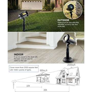 Poeland Garden Moving Laser Christmas Lights Projector