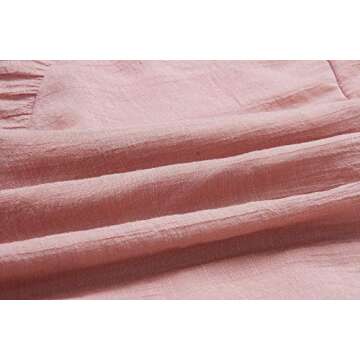 PRETTYGARDEN Women’s Casual Solid Color O-Neck 3/4 Bell Sleeve Ruffle Swing A Line Mini Dress Sundress with Belt (Pink, Medium)