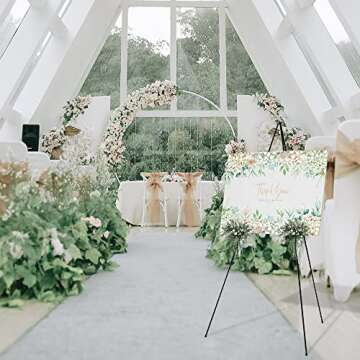 SIGN-W Easel Stand for Display Wedding Sign & Poster - 63 Inches Tall Easels for Display - with Bag Collapsable Portable Poster Easle - Large Floor Adjustable Metal Painting Easel Tripod Black