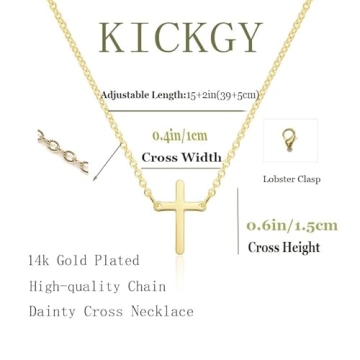 14k Gold Plated Cross Necklace for Women - Dainty & Elegant