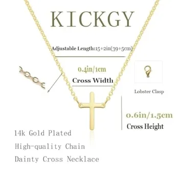 14k Gold Plated Cross Necklace for Women - Dainty & Elegant