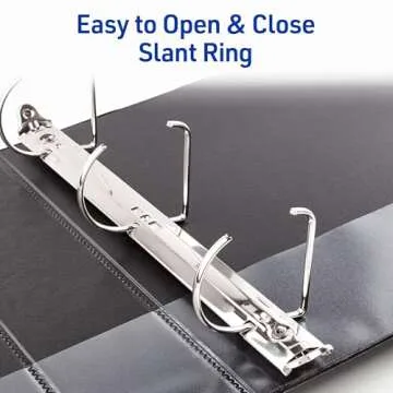 Avery Durable View 3 Ring Binder, 2 Inch Slant Rings, 530-Sheet Capacity, DuraHinge, 2.8 Inch Wide Spine, Customizable Clear Covers and Spine, 1 Dark Blue Binder (17034)