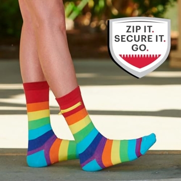 Pocket Socks with Zipper for Travel ID, Keys, Cash