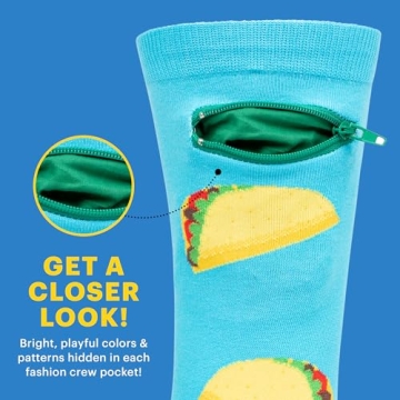 Pocket Socks with Zipper for Travel ID, Keys, Cash