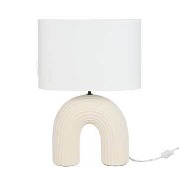 Nourison 21" Off White Textured Arch Table Lamp for Chic Lighting