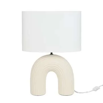 Nourison 21" Off White Textured Arch Table Lamp for Chic Lighting