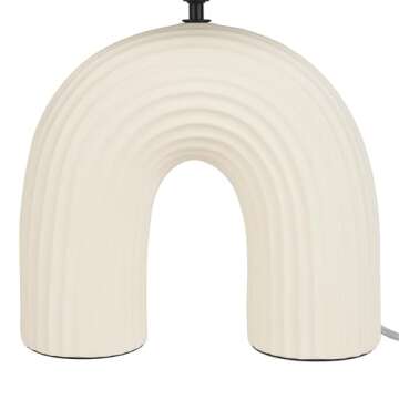Nourison 21" Off White Textured Arch Table Lamp for Chic Lighting