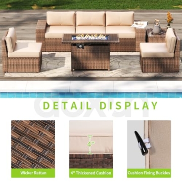 Aoxun 7-Piece Patio Furniture Set with Fire Pit