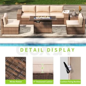 Aoxun 7-Piece Patio Furniture Set with Fire Pit