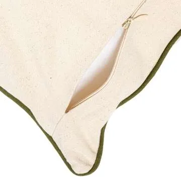 Creative Co-Op White Rectangle Cotton Pillow with Embroidered Green Ferns