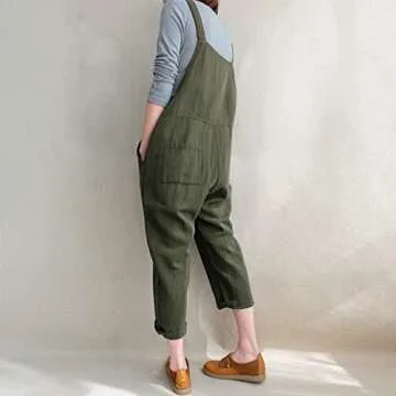 Aedvoouer Women's Baggy Plus Size Overalls Jumpsuits Wide Leg Harem Pants Casual Rompers,S,Kd-green