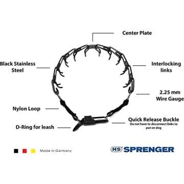 Herm. Sprenger Black Stainless Steel Prong Dog Training Collar with Quick Release Buckle Ultra-Plus ...