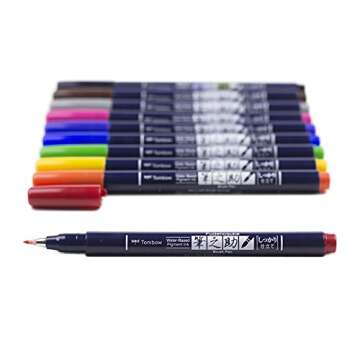 Tombow Fudenosuke Brush Pens 10-Pack for Art and Calligraphy