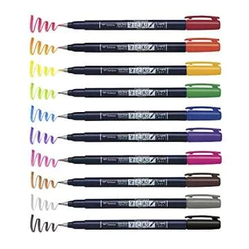 Tombow Fudenosuke Brush Pens 10-Pack for Art and Calligraphy