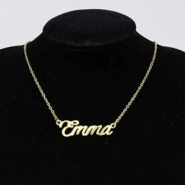 Awegift Name Necklace Big Initial Gold Plated Gift for Women