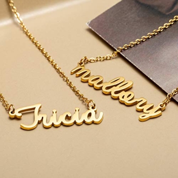 Awegift Name Necklace Big Initial Gold Plated Gift for Women