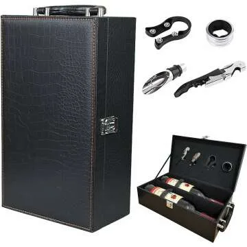 Leather Wine Box - 2 Bottle Gift Carrier for Wine Lovers