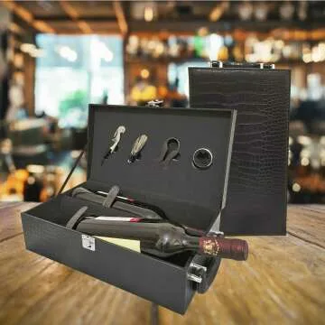 Leather Wine Box - 2 Bottle Gift Carrier for Wine Lovers