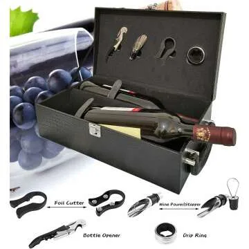 Leather Wine Box - 2 Bottle Gift Carrier for Wine Lovers