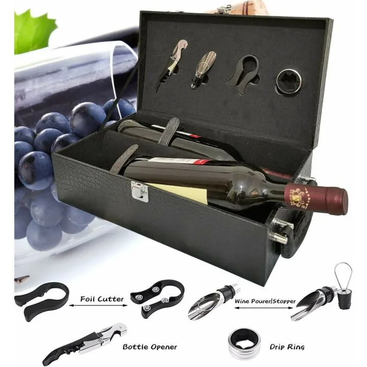 Leather Wine Box - 2 Bottle Gift Carrier for Wine Lovers