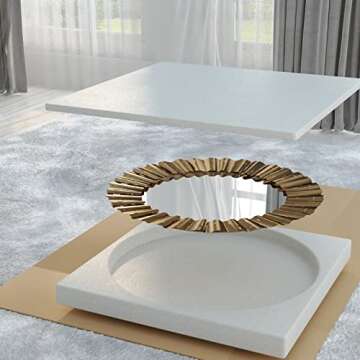 Gold Mirror, Handcrafted Round Wall Mirrors Decorative Modern Wall-Mounted Mirrors for Living Room, Entryway, Foyer, Hallway, Bedroom, 32IN Large Wall Mirror