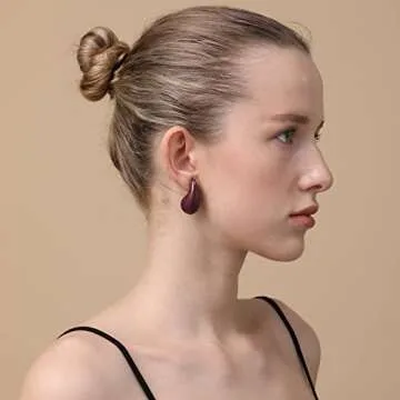 Apsvo Burgundy Earrings Chunky Earrings for Women, Lightweight Teardrop Drop Dangling Statement Trendy Jewelry